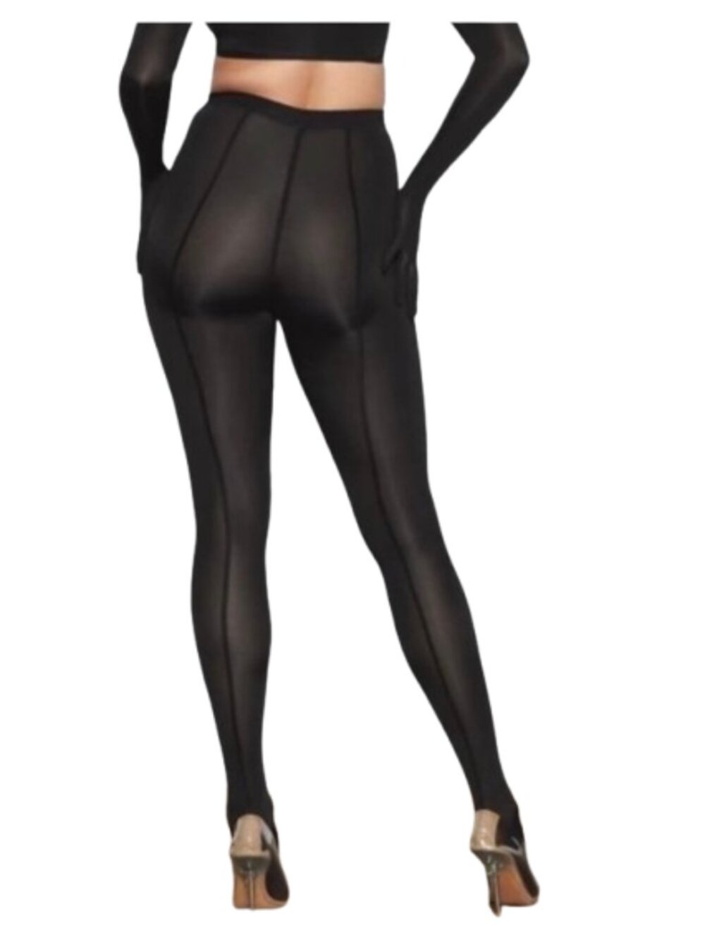 Women's XL NWT Skims Jelly Sheer Footed Leggings in Black Onyx